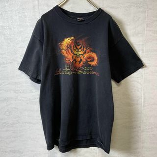 ハーレーダビッドソン(Harley Davidson)のビンテージハーレー　刺繍タグ　メイドインUSA　黒ブラック　コットン　メンズ古着(Tシャツ/カットソー(半袖/袖なし))