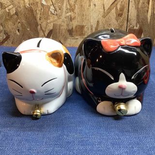 【Sた1451】昭和レトロ　猫　貯金箱　陶器　置物　インテリア　コレクション