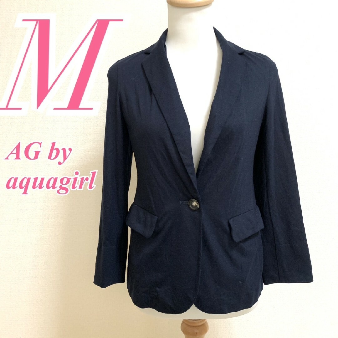 AG by aquagirl(エージーバイアクアガール)のエージーバイアクアガール　ジャケット　M　ネイビー　テーラード　薄手 レディースのジャケット/アウター(テーラードジャケット)の商品写真