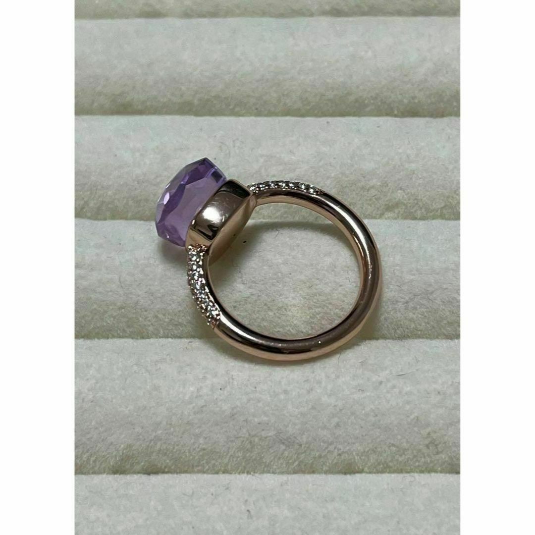 020赤×ピンクゴールドキャンディーリング指輪ストーン ポメラート風ヌードリング レディースのアクセサリー(リング(指輪))の商品写真