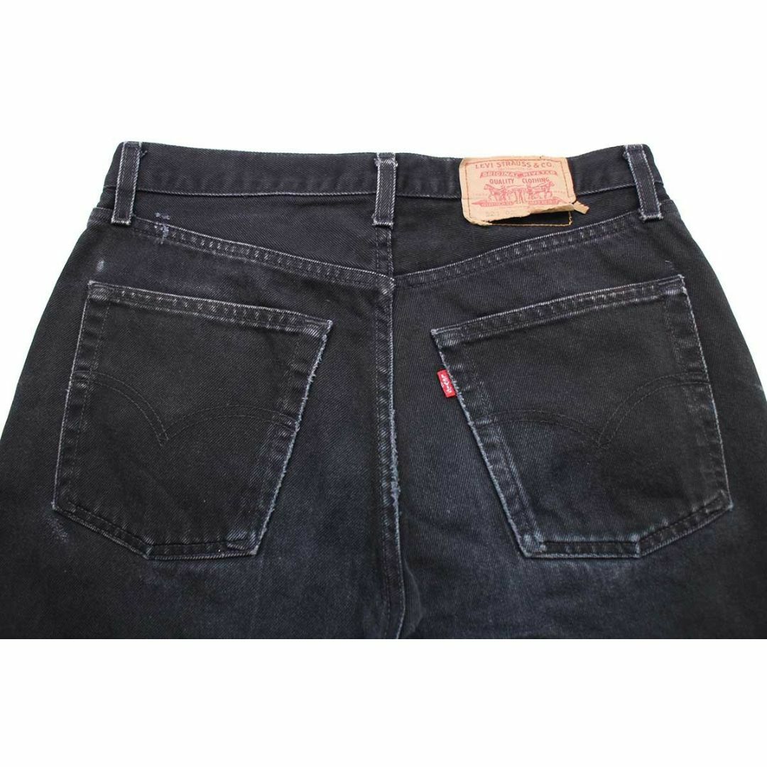 Levi's(リーバイス)の90s ポーランド製 Levi'sリーバイス 521 ダメージ ブラック デニムパンツ w33 L32★SDP2583 ユーロ オールド ジーンズ ストレート メンズのパンツ(デニム/ジーンズ)の商品写真