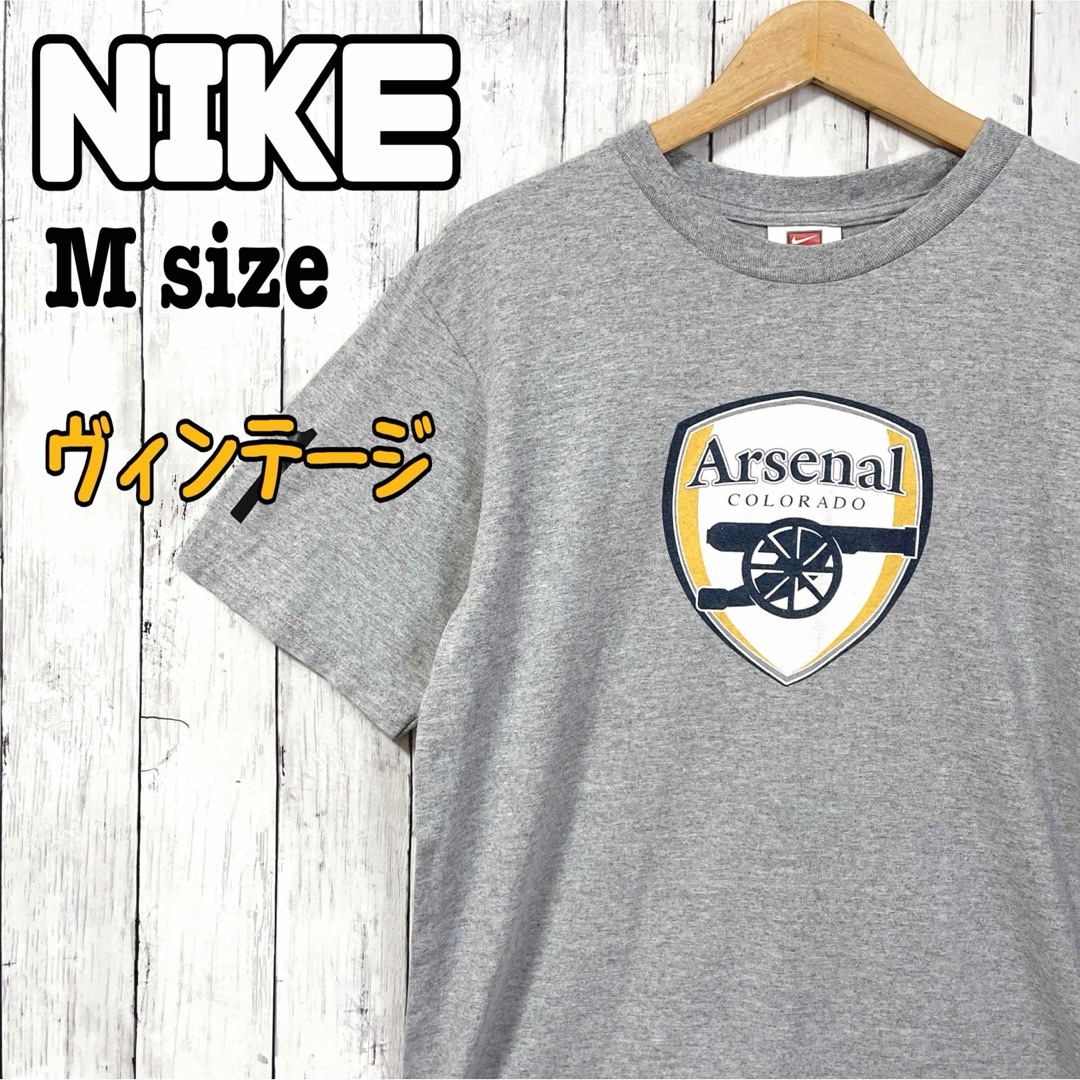 NIKE(ナイキ)のNIKE ナイキ ヴィンテージ tシャツ サッカー グレー 判断 M 海外古着 メンズのトップス(Tシャツ/カットソー(半袖/袖なし))の商品写真