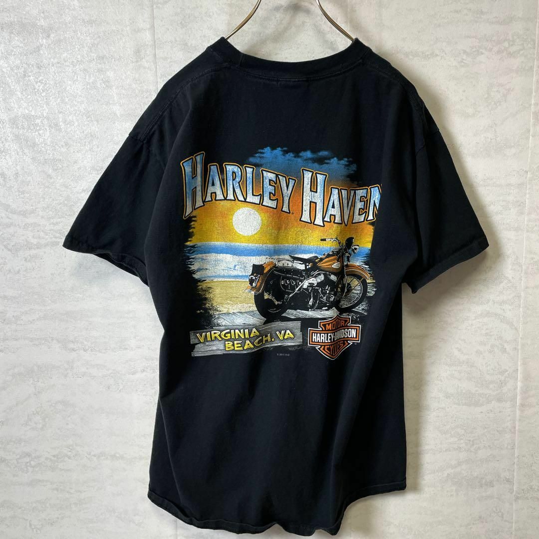 Harley Davidson - ハーレーＴシャツ オーバーサイズＬ 黒ブラック 