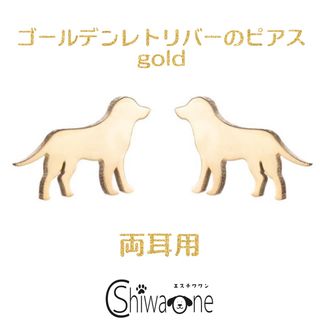 新品 ゴールデン ステンレス ピアス （ゴールド） 犬 動物 アレルギー対応(ピアス)