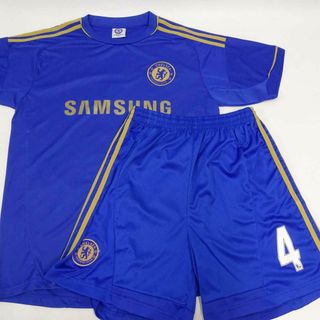 [上下セット] チェルシー CHELSEA 12/13 ホーム ユニフォーム ハーフパンツ #4 ダヴィド・ルイス David Luiz XL ブルー/ゴールド プレミアムリーグ(ウェア)