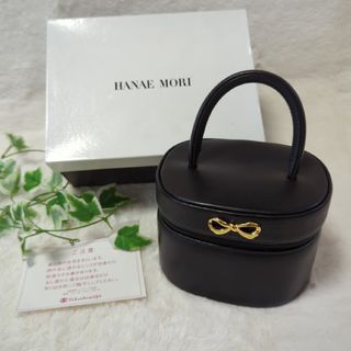 ハナエモリ(HANAE MORI)の【美品】ハナエモリ・バニティバック・ハンドバック・フォーマルバック・黒・レザー(ハンドバッグ)