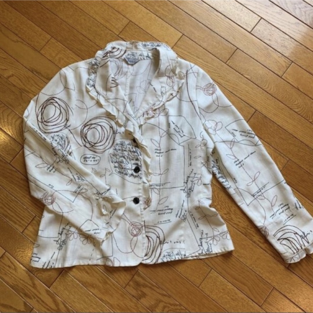 七分袖ジャケット　アイボリー レディースのジャケット/アウター(テーラードジャケット)の商品写真