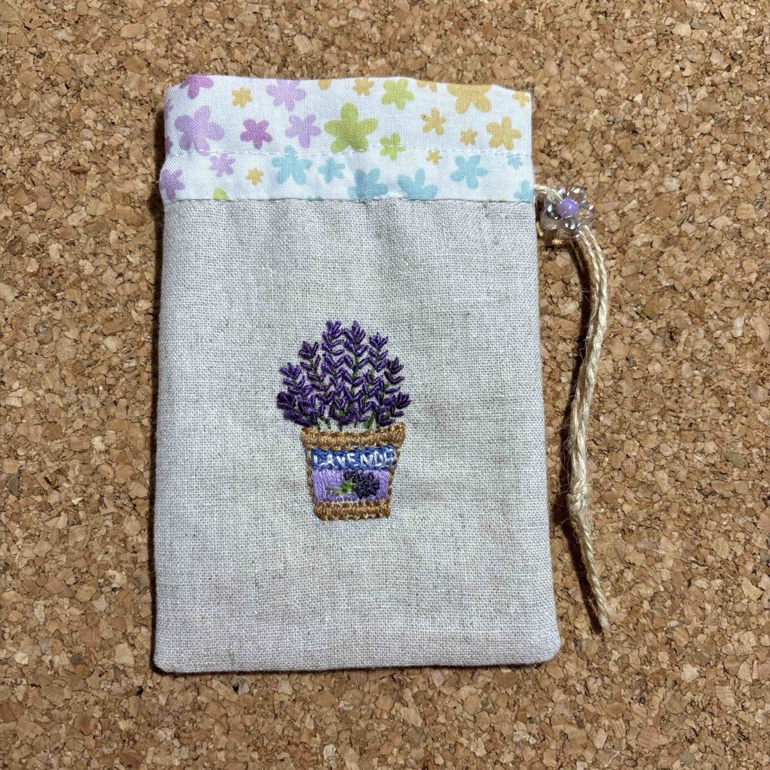 ラベンダー　花刺繍入　ポプリサシェ　ミニミニ巾着　 ハンドメイドのファッション小物(その他)の商品写真