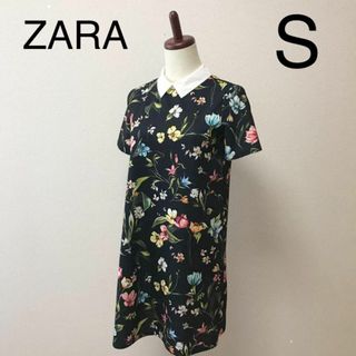 ザラ(ZARA)の2c レディース　ZARA ワンピース　春　半袖　花柄　S 夏(ミニワンピース)