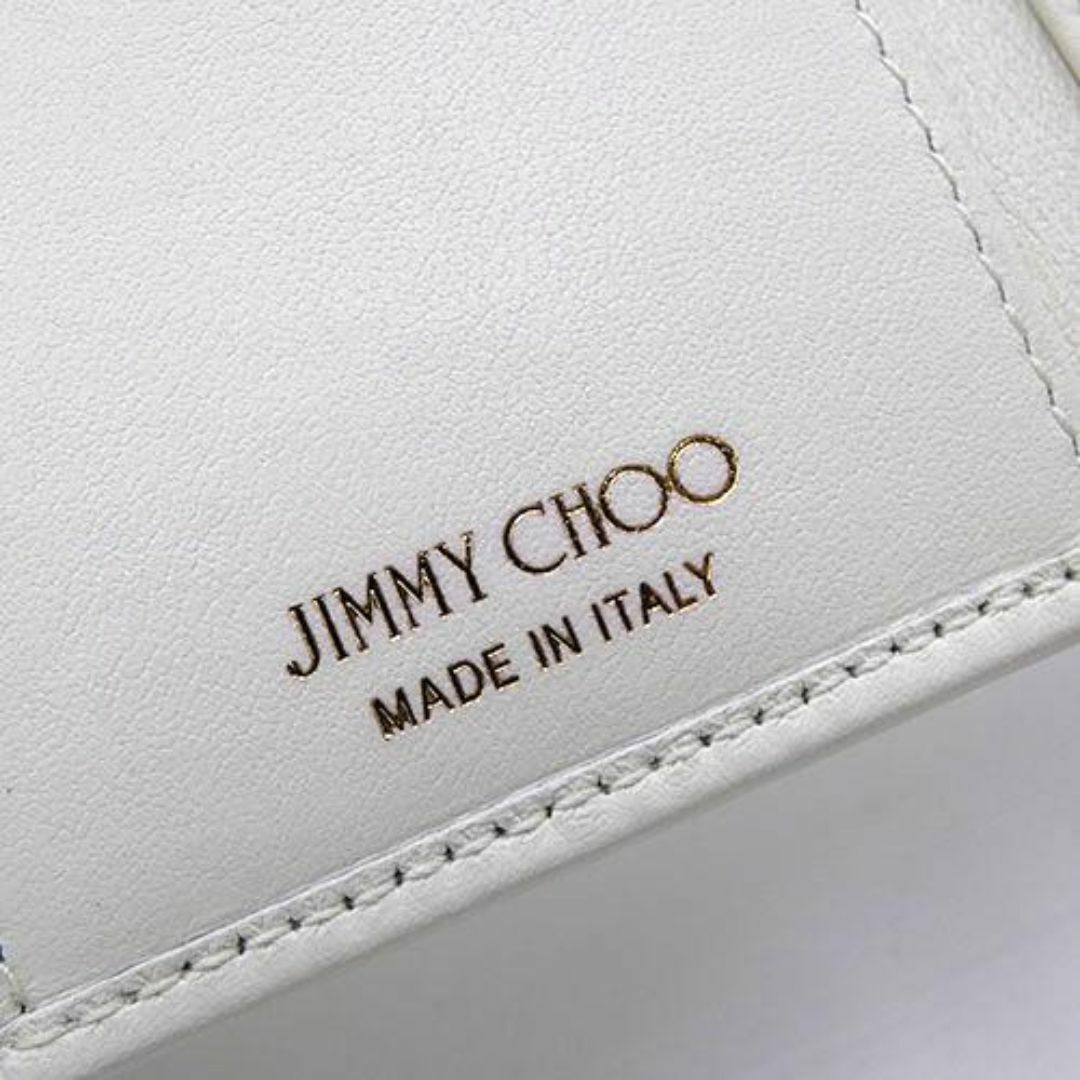 JIMMY CHOO(ジミーチュウ)の未使用 ジミーチュウ 財布 JIMMY CHOO スムースレザー スタースタッズ コンパクトウォレット ホワイト 222NEMO.AOR OJ10258 レディースのファッション小物(財布)の商品写真