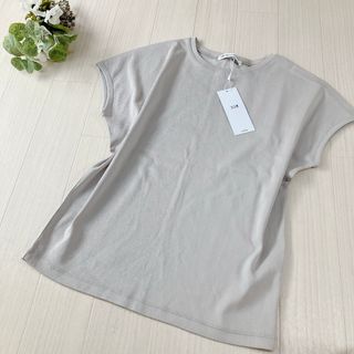 ニジュウサンク(23区)の【新品】 23区 フレンチスリーブ コットン シャツ 32 グレー(Tシャツ/カットソー(半袖/袖なし))