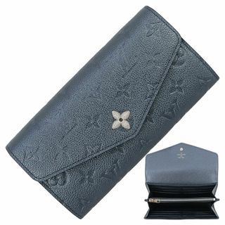 ルイヴィトン(LOUIS VUITTON)のルイヴィトン ポルトフォイユサラ 二つ折り財布 長財布 サイフ モノグラムアンプラント レザー ネイビーブルー レディース 新品 4650(財布)