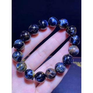 ⭐︎【天然】ブルーピーターサイト キャッツアイ効果強 ブレスレット 12.8mm(ブレスレット)