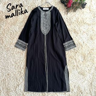 サラマリカ(Sara Mallika)のサラマリカ　刺繍ワンピース　インド製　リネン混(ロングワンピース/マキシワンピース)