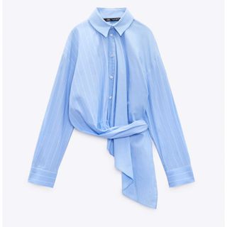 ザラ(ZARA)のzara  コントラスト ストライプ シャツ  未使用　xs(シャツ/ブラウス(長袖/七分))