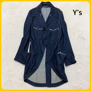 ワイズ(Y's)の未使用級 Y's デニム テーラード ジャケット コート 男女兼用 サイズ2(テーラードジャケット)