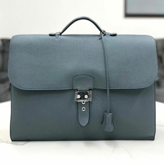 エルメス(Hermes)の美品☆　エルメス　サックアデペッシュ38　トリヨン　ブルーグレー　□Q刻印(ビジネスバッグ)