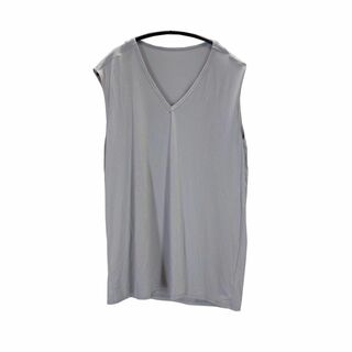 SI1147◆新品 スリーブレスシャツ Vネック 無地 LLサイズ ライトグレー(シャツ)