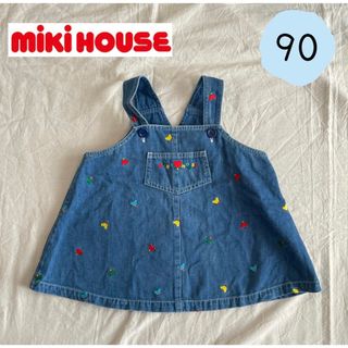 mikihouse - miki houseミキハウス　レトロ女の子　くま刺しゅうジャンパースカート90