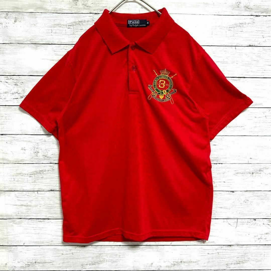 POLO RALPH LAUREN(ポロラルフローレン)の19Sポロラルフローレン 半袖ポロシャツ エンブレム刺繍 無地赤メンズ夏物古着 メンズのトップス(ポロシャツ)の商品写真