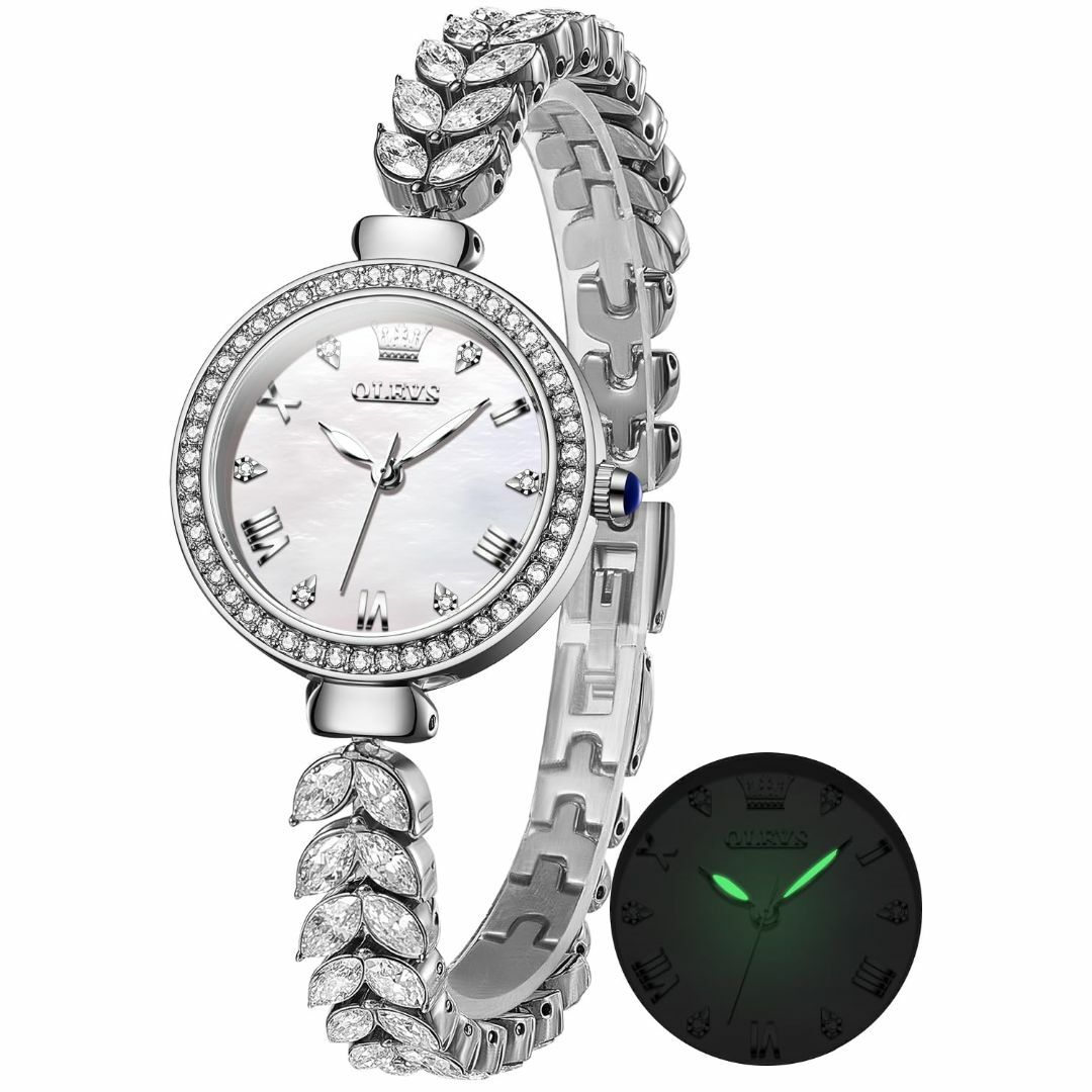 【色: ダイヤ-シルバー】OLEVS 腕時計 レディース 人気 素敵なデザイン  レディースのファッション小物(腕時計)の商品写真