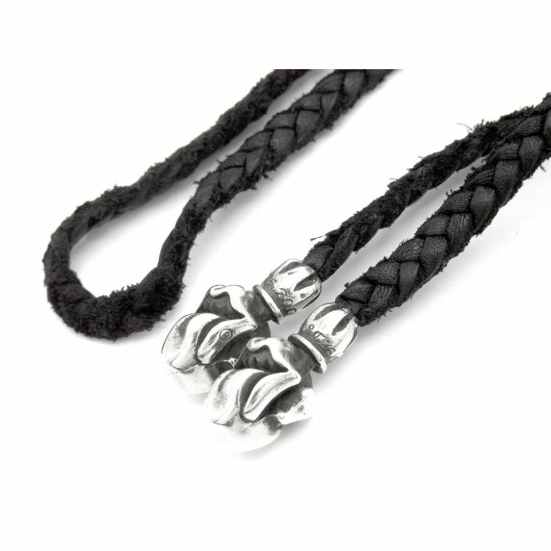 Chrome Hearts(クロムハーツ)のクロムハーツ CHROME HEARTS × ローリングストーンズ The Rolling Stones ■ 【 LEATHER BRAID 】 レザー ブレード リップアンドタン チップ シルバー ネックレス　n4576 メンズのアクセサリー(ネックレス)の商品写真