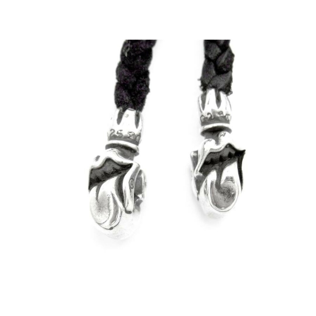 Chrome Hearts(クロムハーツ)のクロムハーツ CHROME HEARTS × ローリングストーンズ The Rolling Stones ■ 【 LEATHER BRAID 】 レザー ブレード リップアンドタン チップ シルバー ネックレス　n4576 メンズのアクセサリー(ネックレス)の商品写真