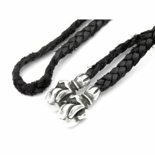 Chrome Hearts - クロムハーツ CHROME HEARTS × ローリングストーンズ The Rolling Stones ■ 【 LEATHER BRAID 】 レザー ブレード リップアンドタン チップ シルバー ネックレス　n4576