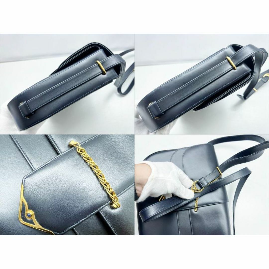 美品 カルティエ サファイアライン ショルダーバッグ ネイビー系 美品 カルティエ サファイアライン ショルダーバッグ ネイビー系