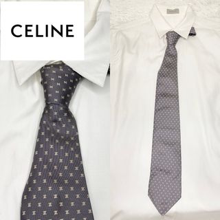 celine - 【美品】 CELINE ネクタイ マカダム柄 グレー