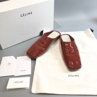 美品 CELINE セリーヌ フィービー サンダル エナメル ブラウン 補色有り