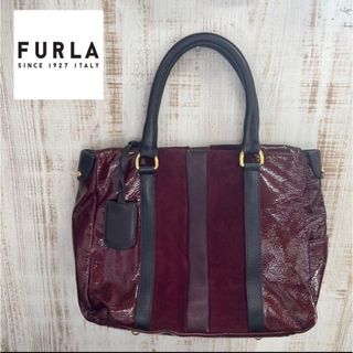 フルラ(Furla)のD FURLA エナメル　スエード　本革　ハンドバッグ ボルド トートバッグ(トートバッグ)