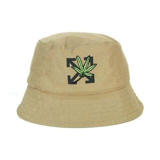 オフホワイト(OFF-WHITE)のオフホワイト OFF WHITE ■ 【 Weed Bucket Hat 】 ウィード ロゴ バケット ハット 帽子　w17072(ハット)
