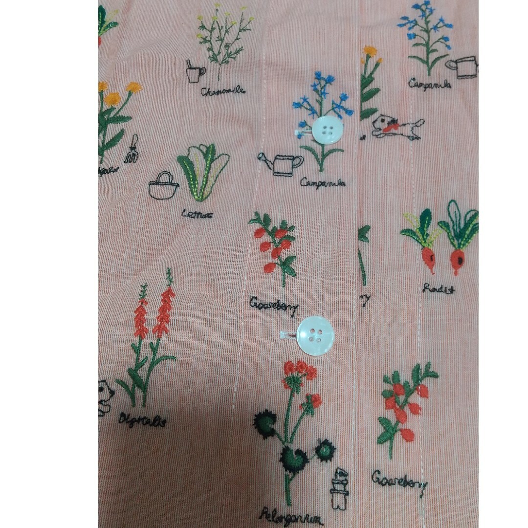 未使用 Lサイズ  7分袖シャツ おしゃれ 刺繍 Panko レディースのトップス(シャツ/ブラウス(長袖/七分))の商品写真