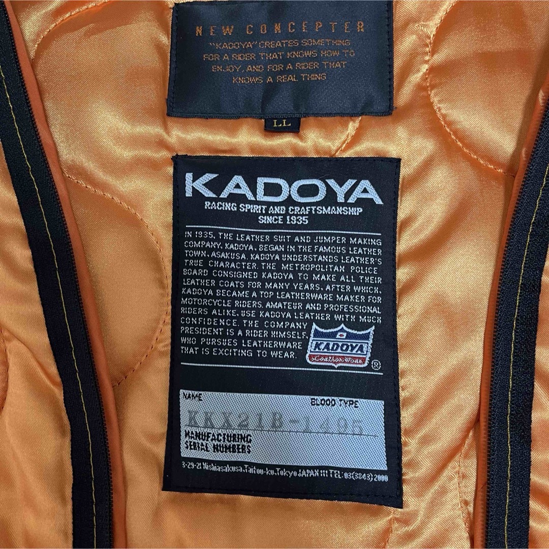 KADOYA(カドヤ)の良品 カドヤ レザージャケット ライダース 3way ライナー プロテクター 黒 自動車/バイクのバイク(装備/装具)の商品写真