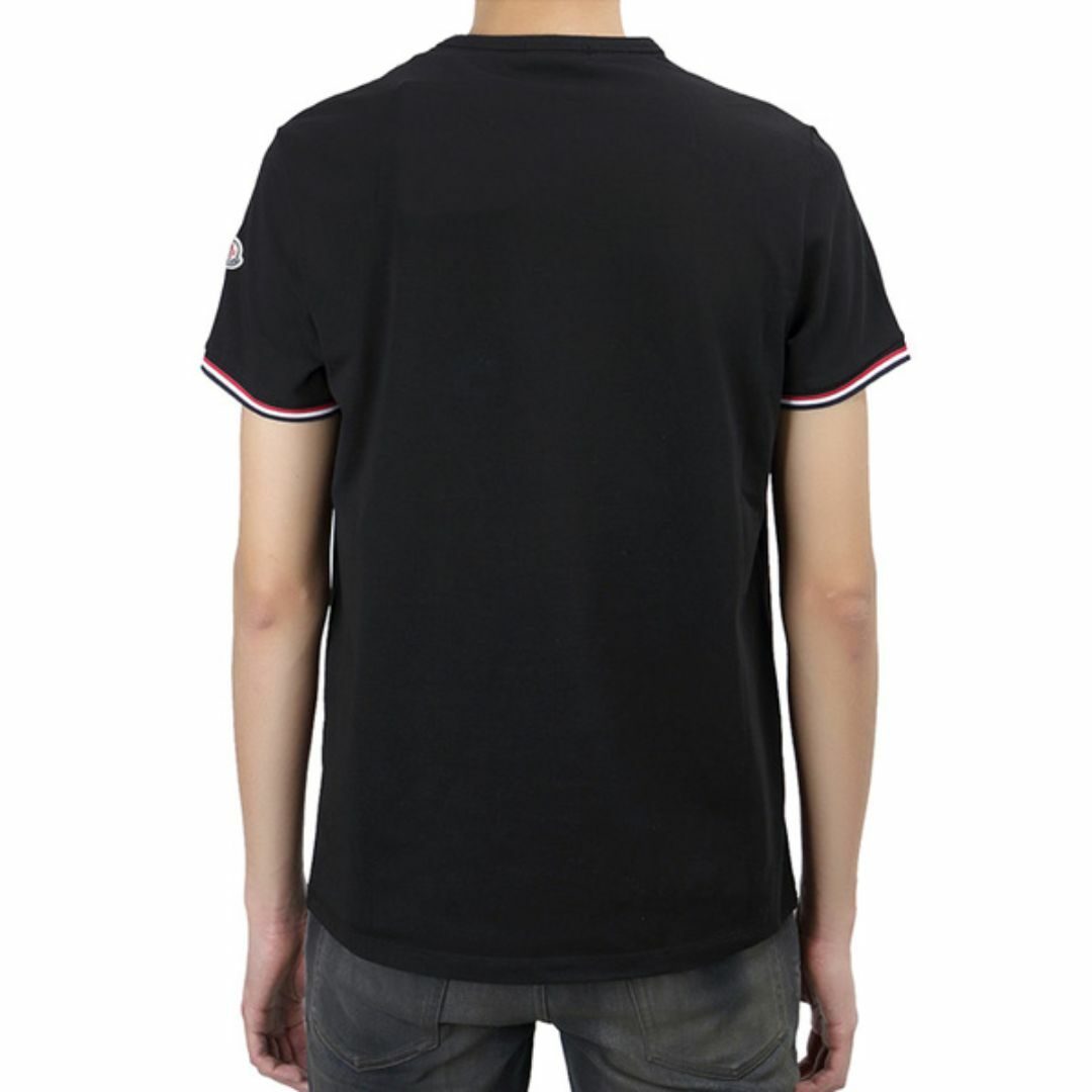 MONCLER(モンクレール)の送料無料 33 MONCLER モンクレール 8100800 87296 ブラック Tシャツ トリコロール Vネック 半袖 size XL メンズのトップス(Tシャツ/カットソー(半袖/袖なし))の商品写真