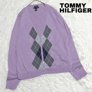 TOMMY HILFIGER - 95Xトミーヒルフィガー ニットカーディガン ピーマコットン アーガイル 薄手