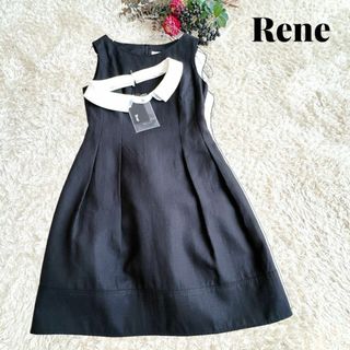 ルネ(René)の洗えるワンピース　Rene ルネ　白襟ワンピース　リネン　コクーン　お嬢様風(ひざ丈ワンピース)