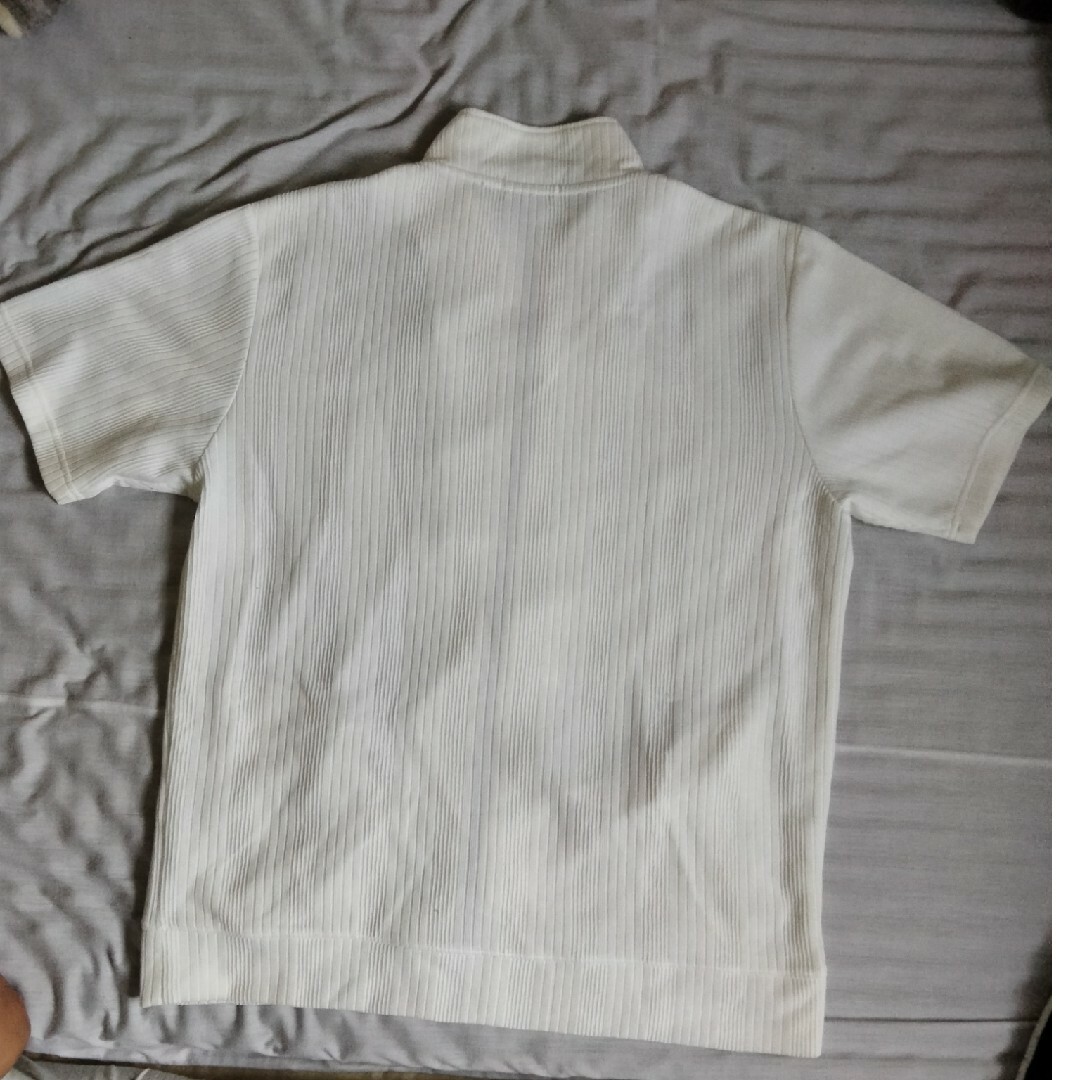 メンズ　4Lサイズ　半袖　ジップアップ　カットソー　白色　ホワイト メンズのトップス(Tシャツ/カットソー(半袖/袖なし))の商品写真