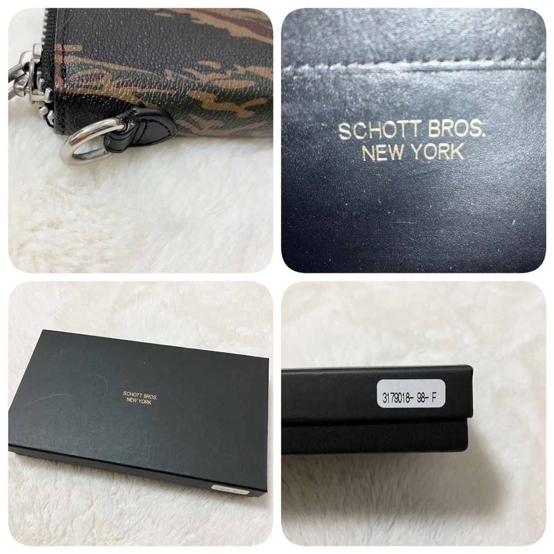 schott(ショット)の未使用級 箱付 SCHOTT ラウンド ファスナー 長財布 カモ柄 迷彩 スター メンズのファッション小物(長財布)の商品写真
