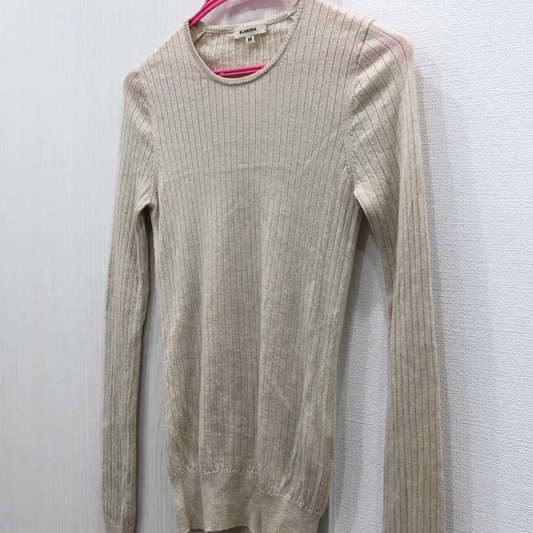美品 BLAMINK ブラミンク リブニット レディース 36 カシミヤ シルク 美品 BLAMINK ブラミンク リブニット レディース 36 カシミヤ シルク
