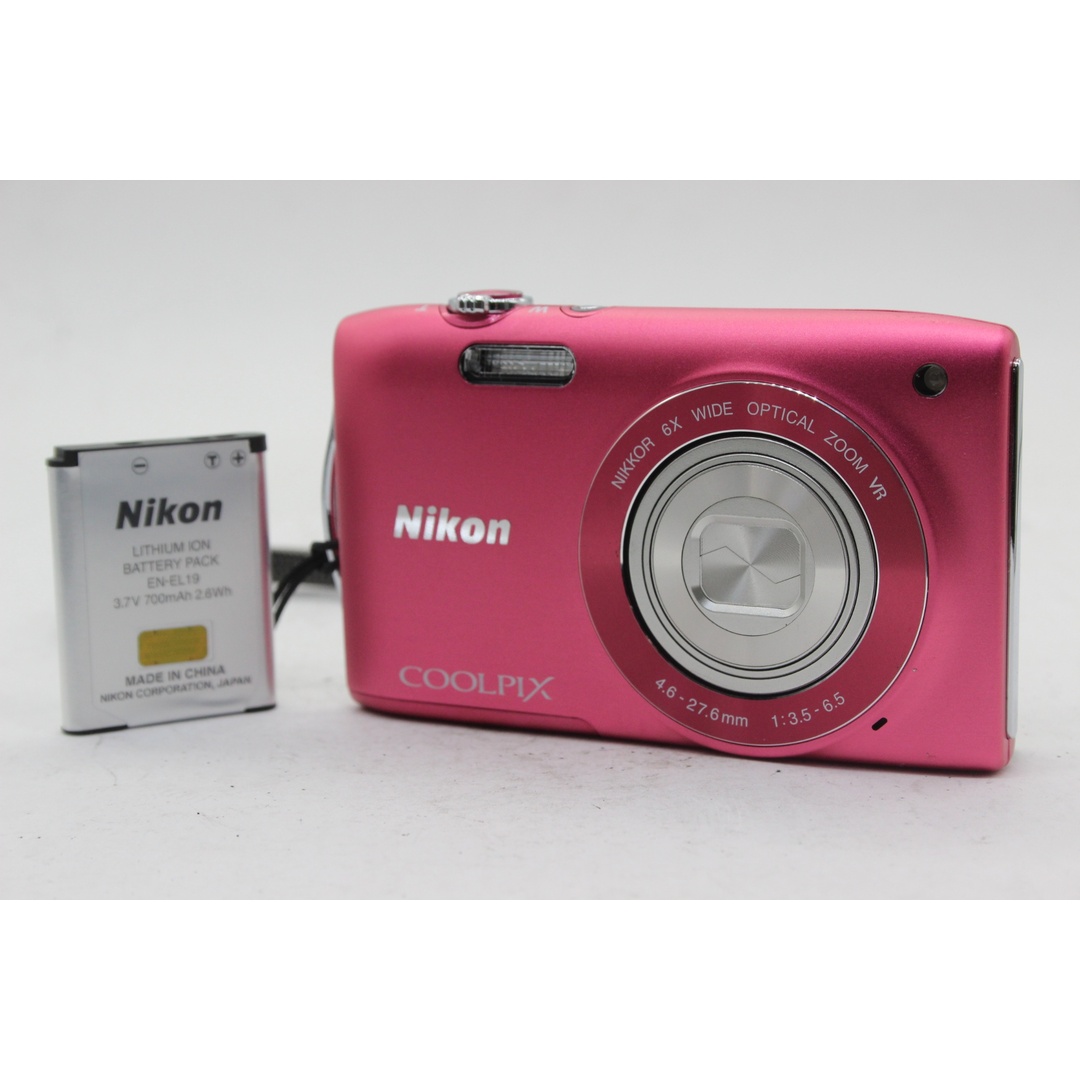 【美品 返品保証】 ニコン Nikon Coolpix S3300 ピンク 6x バッテリー付き コンパクトデジタルカメラ  s9466 スマホ/家電/カメラのカメラ(コンパクトデジタルカメラ)の商品写真