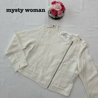 mysty woman - ミスティウーマン レディース　ブルゾン　ライダース　薄手　フリーサイズアイボリー