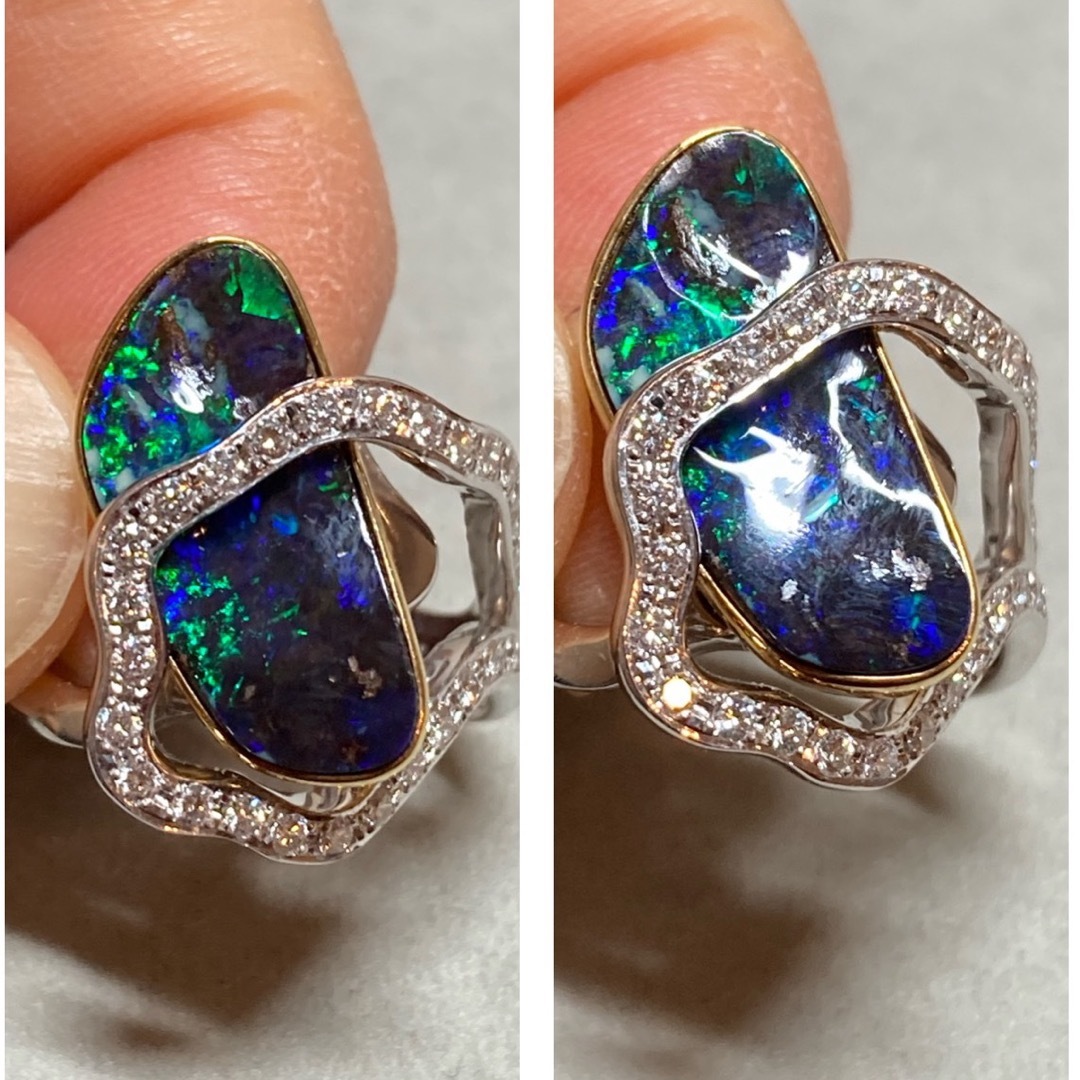 K18/K18WG ボルダーオパールとダイヤモンドのリング レディースのアクセサリー(リング(指輪))の商品写真