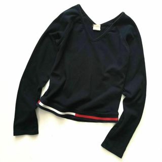 トミーガール(tommy girl)のトミーガール　Vネック　長袖　トップス　カットソー　ネイビー　XS　細身(Tシャツ(長袖/七分))