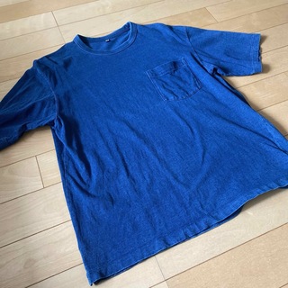 ユニクロ(UNIQLO)のUNIQLO デニム風　Tシャツ　デニムブルー　XL(Tシャツ/カットソー(半袖/袖なし))