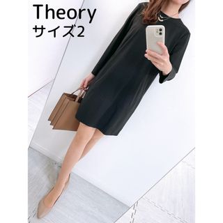 セオリー(theory)の【美品✨】定価 35,000円❤️セオリー✨サイズ2✨ワンピース✨ブラック(ひざ丈ワンピース)