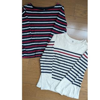 ユニクロ(UNIQLO)のユニクロ　UNIQLO　ロンT　長袖　ボーダー　130  2枚セット(Tシャツ/カットソー)