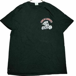 GILDAN - GILDAN バイカー 半袖Tシャツ スカル バイク ブラックUS古着av8①