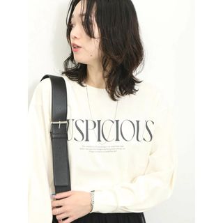 サマンサモスモス(SM2)の新品 Samansa Mos2 blue 袖タックロゴロンT ホワイト(Tシャツ(長袖/七分))